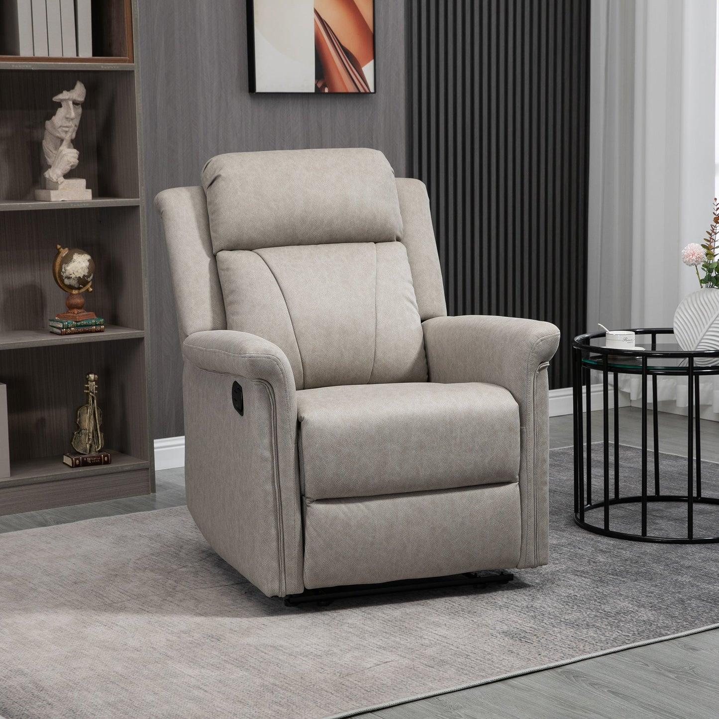 Retlinable armchair manually 135 ° with footrests, headrests and padded armrests, 78x96x102 cm, Grey