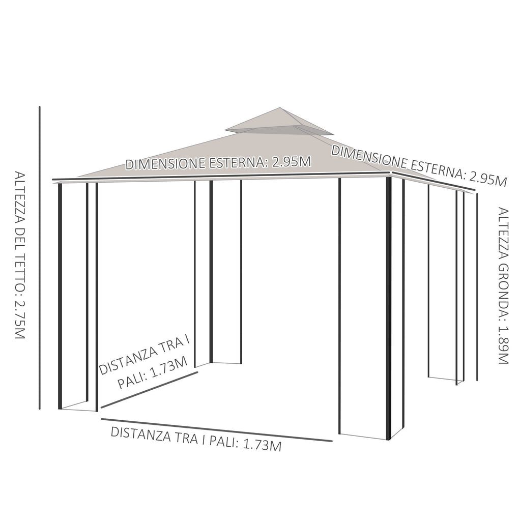 LORY | 3x3 Garden Gazebo - Borge' Group Limited