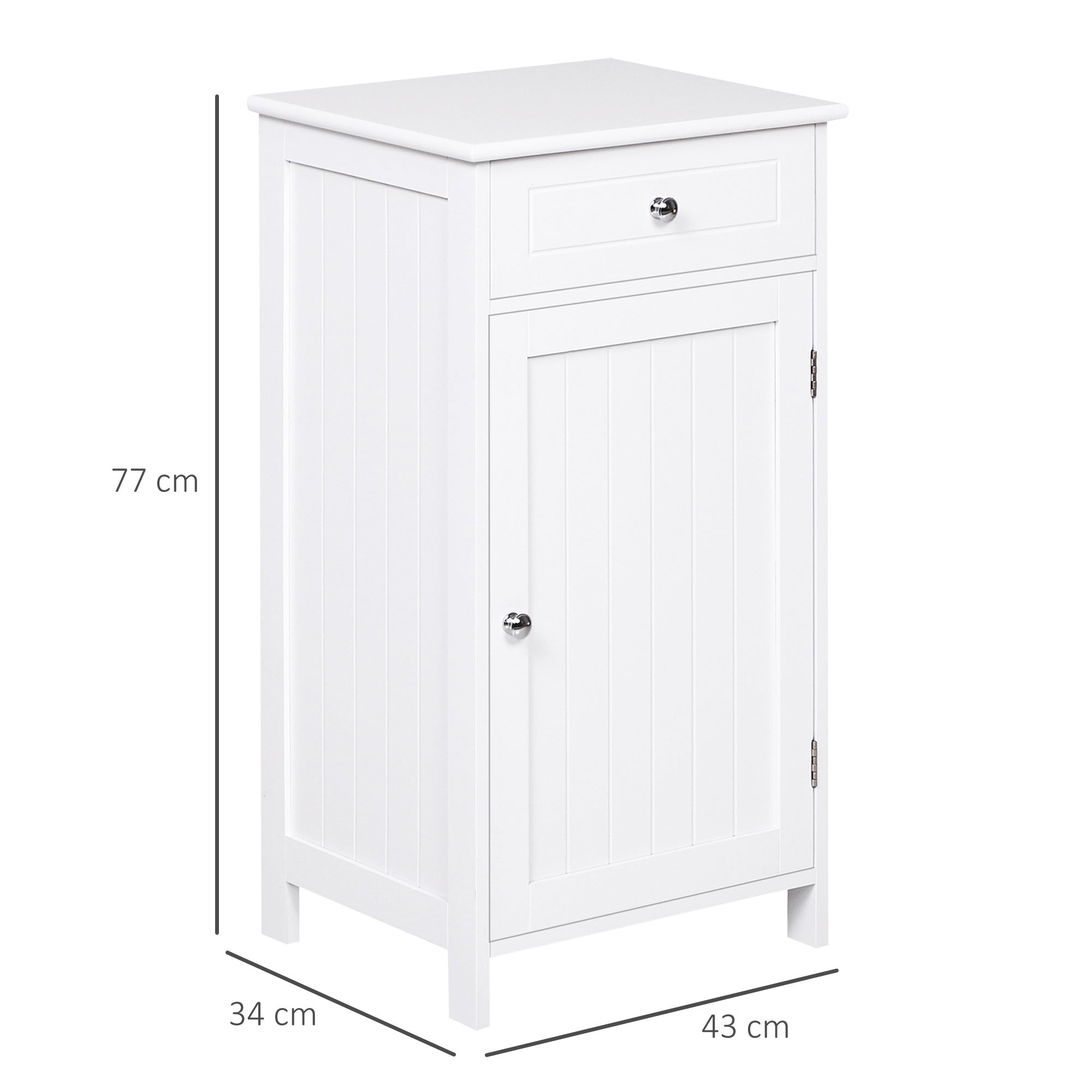 Kleankin Bathroom cabinet with door and white drawer 43 x 34 x 77cm - Borgè