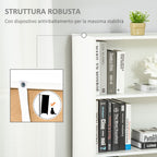Homonda Modern Library 4 shelves with 2 wooden doors, 59x29x180cm, white - Borgè