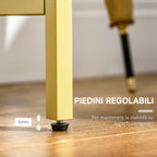 Mobile input console in steel and tempered glass, 100x35.5x80cm, white and gold - Borgè