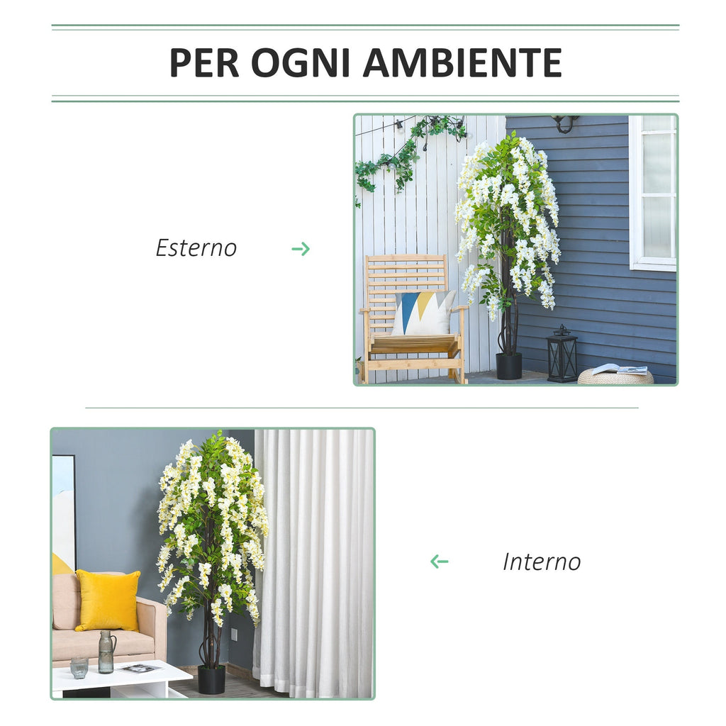 Outsunny Artificial Plan Black White Glicine 165cm For Interior and Outdoor - Borgè