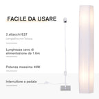 Lamp from the ground with fabric flat, white - Borgè