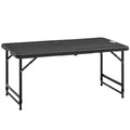 Folding Garden Table for 4 People with Adjustable Height, in Steel and HDPE, 118x60x74 cm - Borge' Group Limited