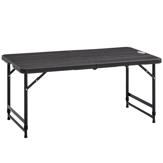 Outsunny folding garden table for 4 people with adjustable height, steel and HDPE, dark Grey - Borgè