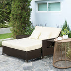 Modular Garden Sofa with Bench, Brown Rattan Garden Furniture, Space-Saving 2-Piece Set - Borge' Group Limited