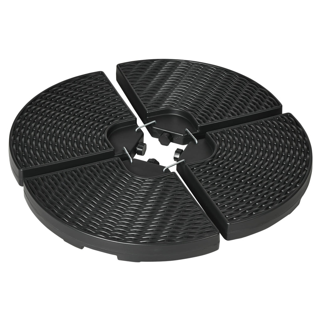 4-Piece HDPE Water and Sand Fillable Umbrella Base, Ø100x8cm, Black - Borge' Group Limited