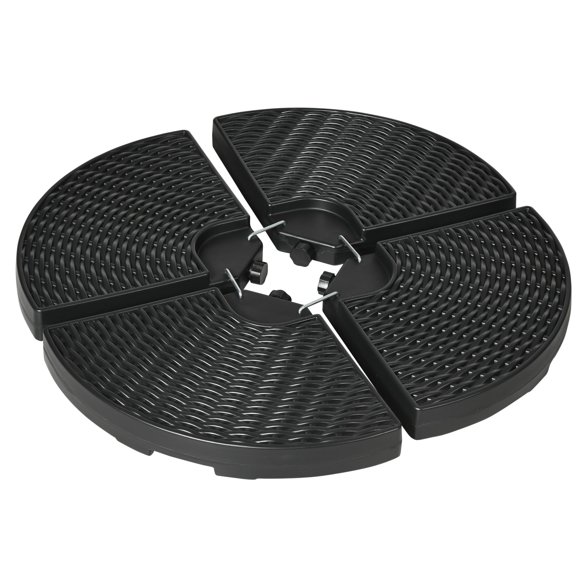 4-Piece HDPE Water and Sand Fillable Umbrella Base, Ø100x8cm, Black - Borge' Group Limited