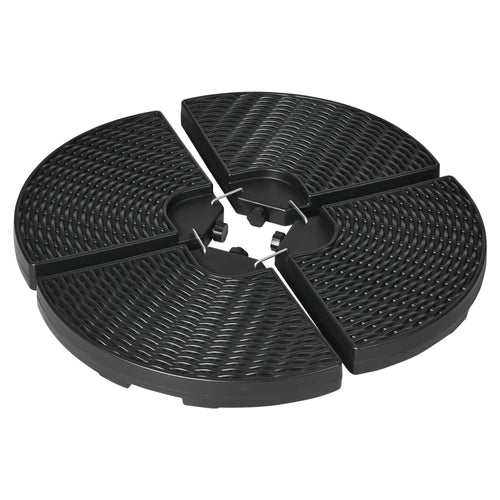 4-Piece HDPE Water and Sand Fillable Umbrella Base, Ø100x8cm, Black - Borge' Group Limited