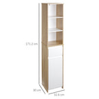 Kleankin Bathroom shelf with wooden saving shelves - White - Borgè
