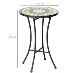 Metal Garden Coffee Table with Mosaic Top, Ф35.5x53.5cm - Borge' Group Limited