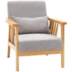 Modern armchair with velvety coating and wooden structure, 68x75x78cm, Grey - Borgè