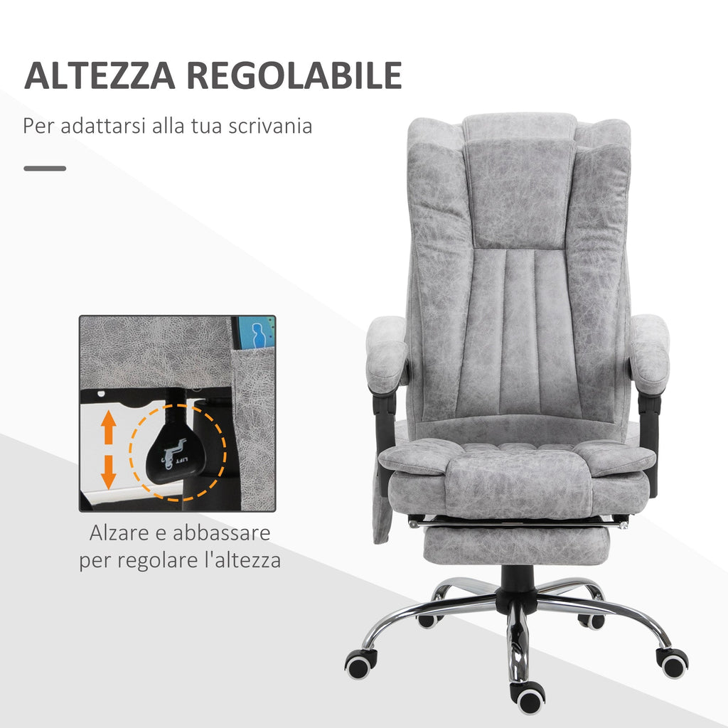 VATER ARMER OFFICE IMADANT MASSANT, HEIGHT AND RECLLUSION adjustable with footrests - Grey - Borgè