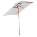 2x1.5m Tilting Garden Umbrella with 6 Ribs, Fir Wood Pole and Rope, Beige - Borge' Group Limited