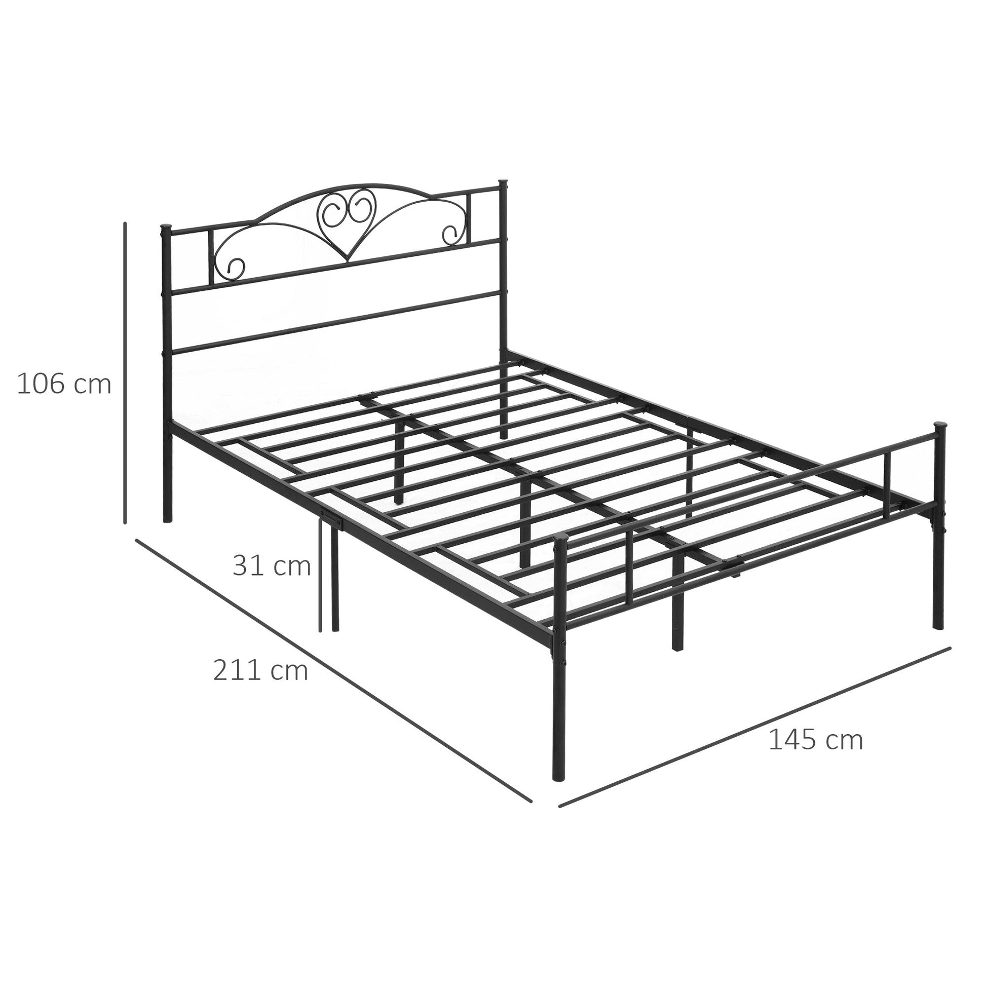 Homcom structure read a square and a half in steel with integrated slats, headboard and footboard, 140x200cm - Borgè