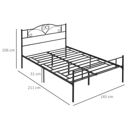 Homcom structure read a square and a half in steel with integrated slats, headboard and footboard, 140x200cm - Borgè