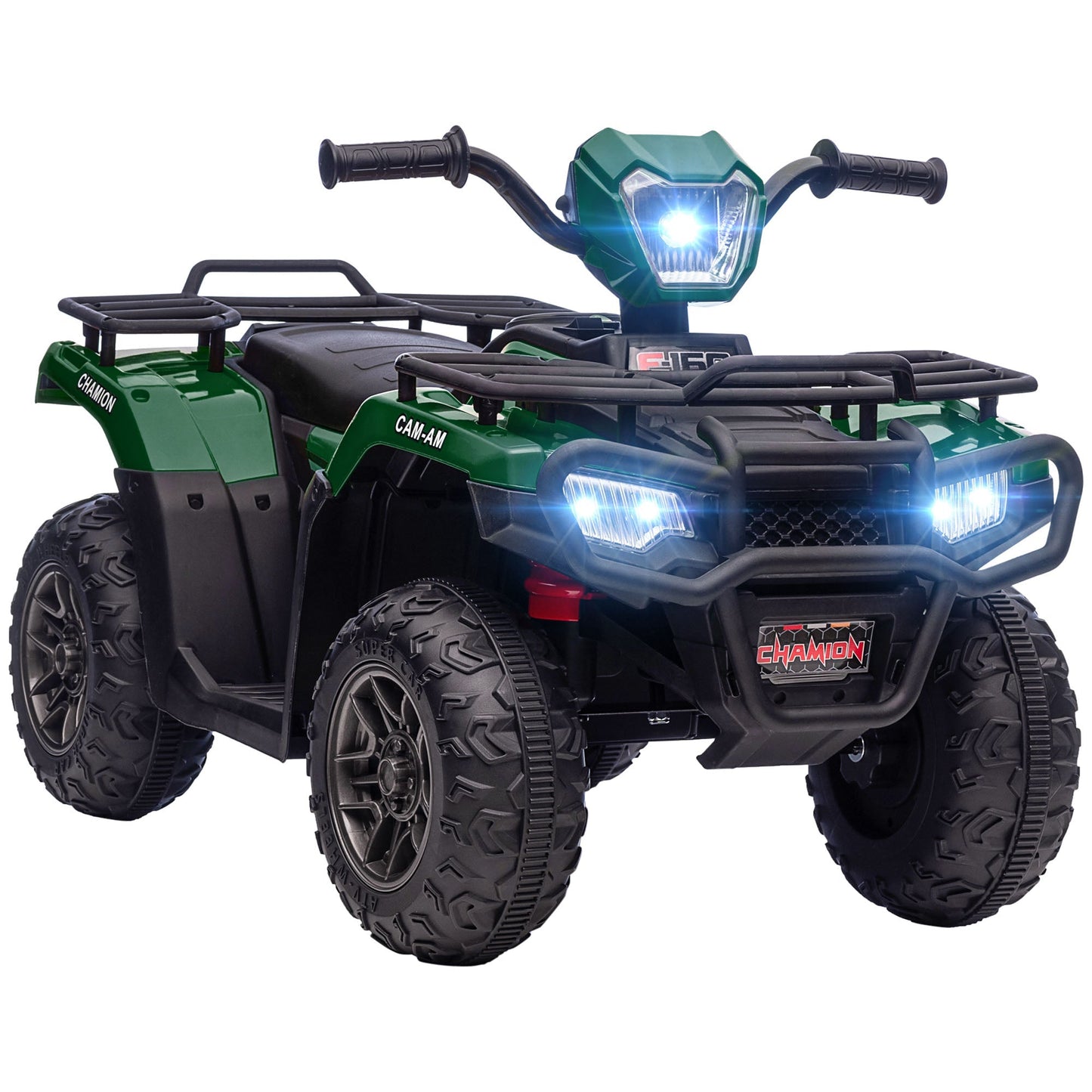 Quad for children 3-6 years with 3 LED lights, max speed 4km/h, 88x45x50cm, green - Borgè