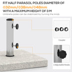 Base Outsunny for garden umbrella 25kg for Ã˜32mm poles, Ã˜38mm and Ã˜48mm, in granite and stainless steel, 38x38x38 cm, gray - Borgè