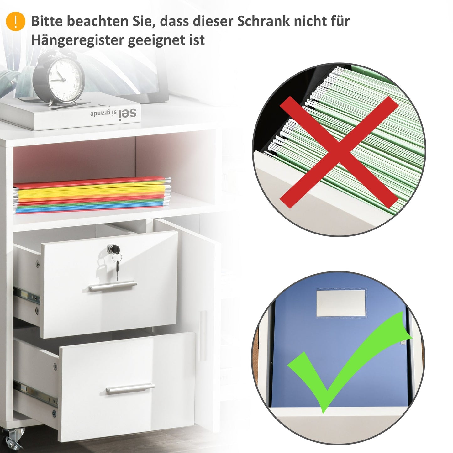 Homcom Mobile Printer door with drawers, multipurpose cabinet for office and home, white, 100x35x65cm - Borgè