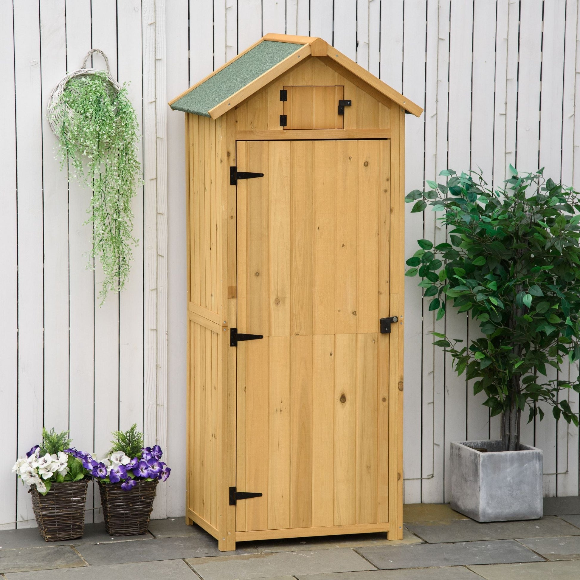 Outsunny garden shed holder in waterproof wooden tools, 77x54.2x179cm - yellow - Borgè