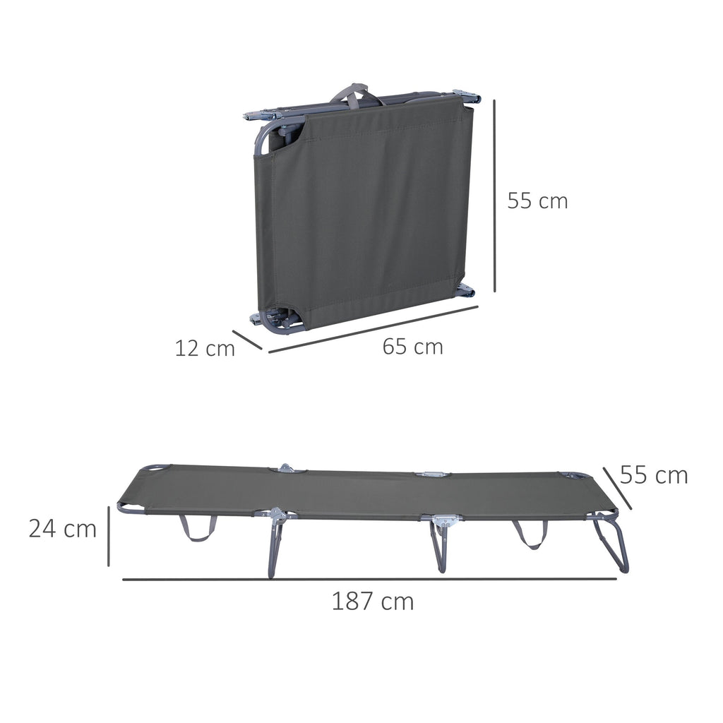 Garden Lounger with 5-Position Adjustable Backrest, Folding Metal and Oxford Fabric Lounger, 187x55x24cm, Grey - Borge' Group Limited