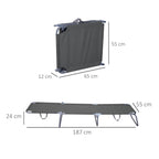 Garden Lounger with 5-Position Adjustable Backrest, Folding Metal and Oxford Fabric Lounger, 187x55x24cm, Grey - Borge' Group Limited