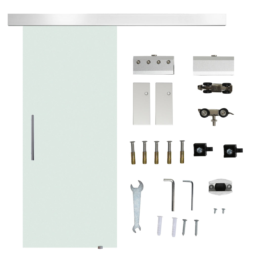 Sliding Worms satin glass with silent track, 77.5x205cm - Borgè