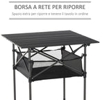 Folding Camping Picnic Table, Space-Saving and Rollable with Travel Bag, Black 70x70x69cm - Borge' Group Limited