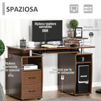 Desk PC Wooden Door With Drawers And Home Keyboard and Walnut Office - Borgè