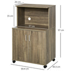 Miglio Multiuse kitchen with 4 wheels, locker and microwave shelf, 60.4x40.3x97cm - wood - Borgè