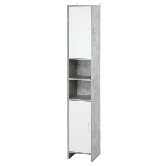 Kleankin Bathroom column with 2 lockers and 2 open in concrete effect wooden rooms, 30x30x180cm - Borgè