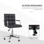 Office chair in black-like with 5 swivel wheels, padding and adjustable height, 52.5x54x84-99cm - Borgè