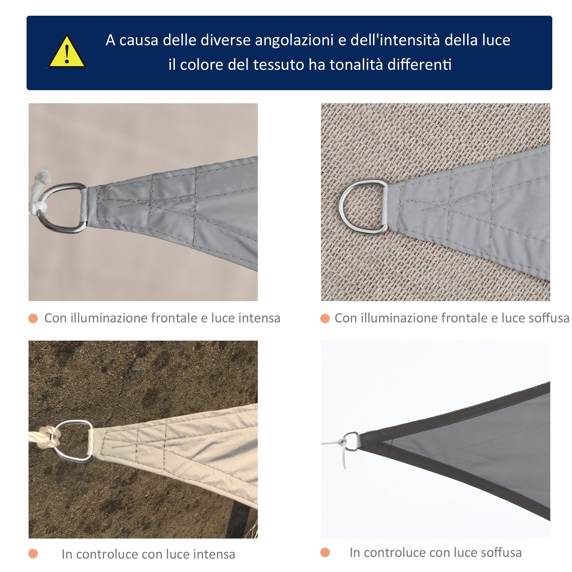 Outsunny Shading Shadow Triangular Suna In Polyester 4x4x4m Grey - Borgè