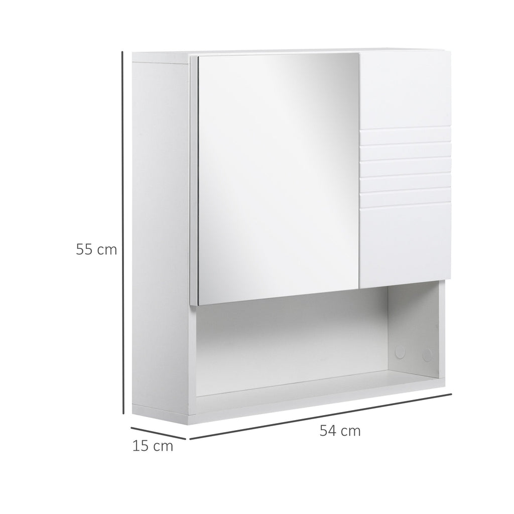 Kleankin Bathroom mirror cabinet, Wall fixing bathroom cabinet, 54x15x55cm, white - Borgè