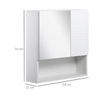 Kleankin Bathroom mirror cabinet, Wall fixing bathroom cabinet, 54x15x55cm, white - Borgè