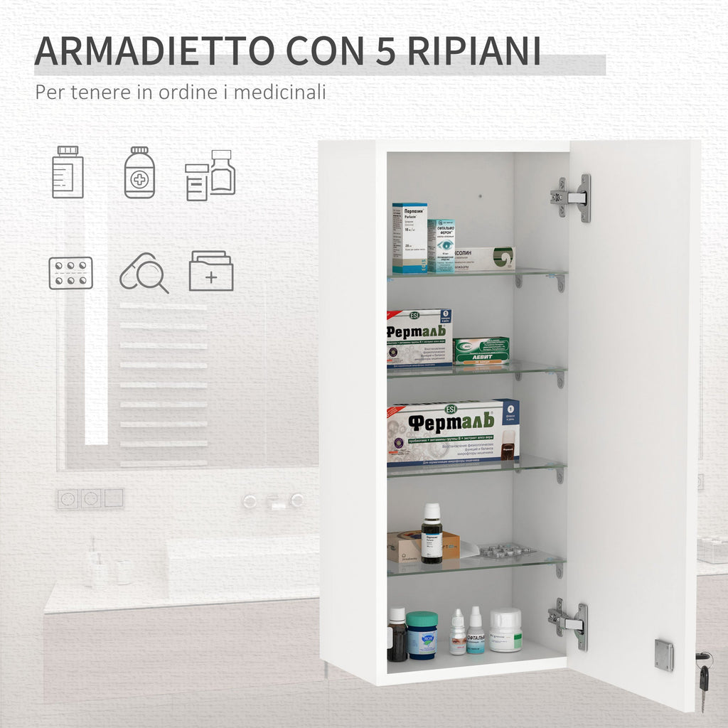 Kleankin Owner for medicines with lock, wood and glass - white - Borgè