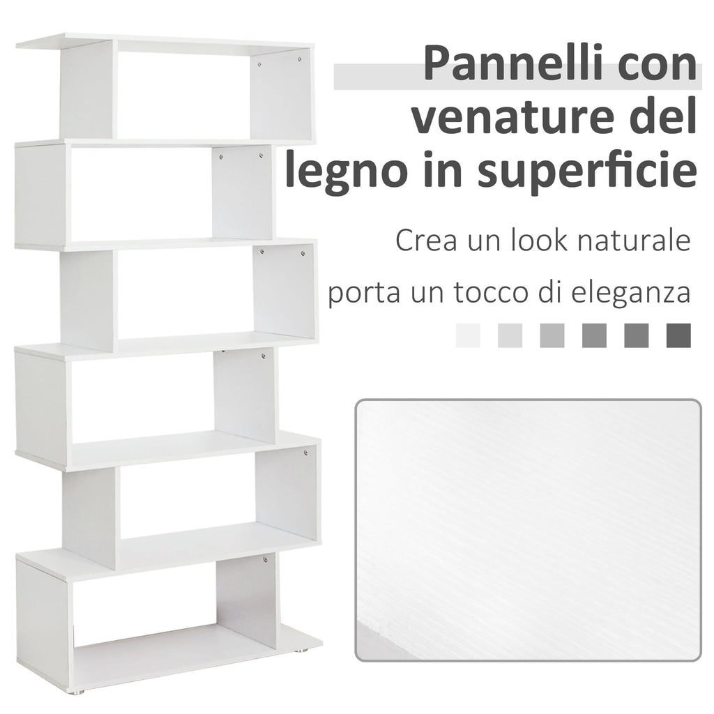 Homdom Design Library Furniture Office Wooden shelves 80x24x191cm Opaco white - Borgè