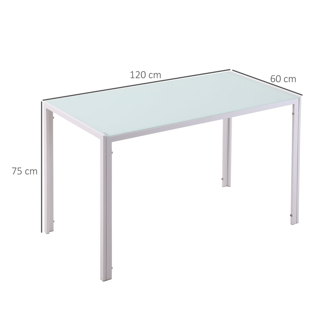 Modern Rectangular Table Metal structure and tempered glass top - white - Borgè