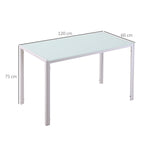 Modern Rectangular Table Metal structure and tempered glass top - white - Borgè