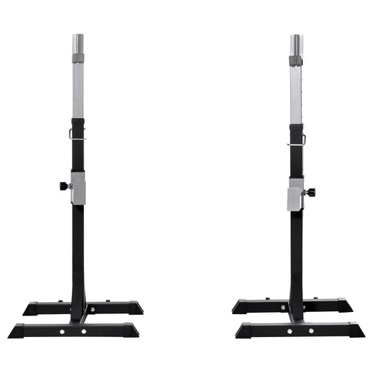 Set 2 Rack holder holder in steel, hooks with adjustable height, capacity 110kg, 55x57x105-170cm, black - Borgè