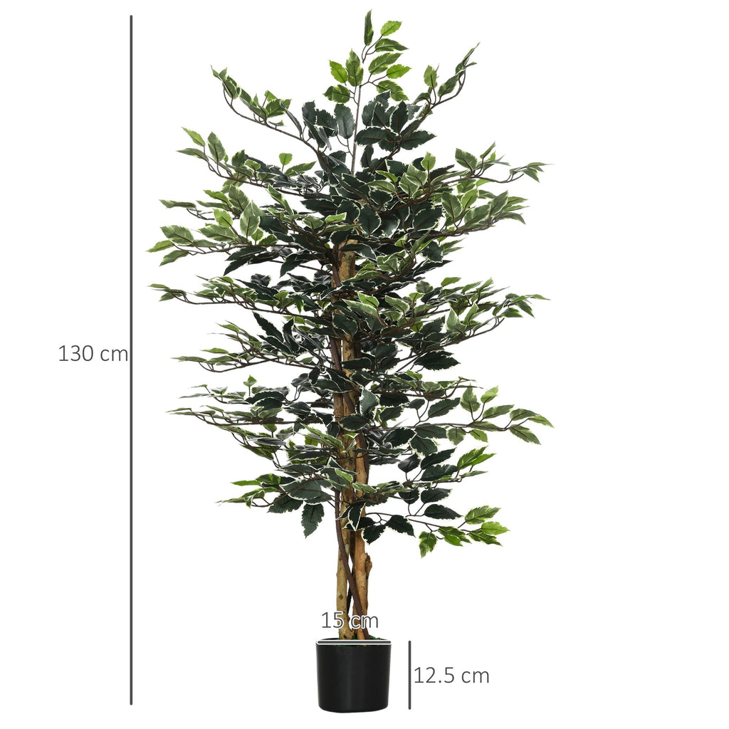 Artificial Fico plant from 130 cm to 702 leaves and 3 trunks with Ø15x12.5 cm pot, for interiors and outdoors - Borgè