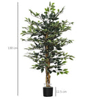 Artificial Fico plant from 130 cm to 702 leaves and 3 trunks with Ø15x12.5 cm pot, for interiors and outdoors - Borgè