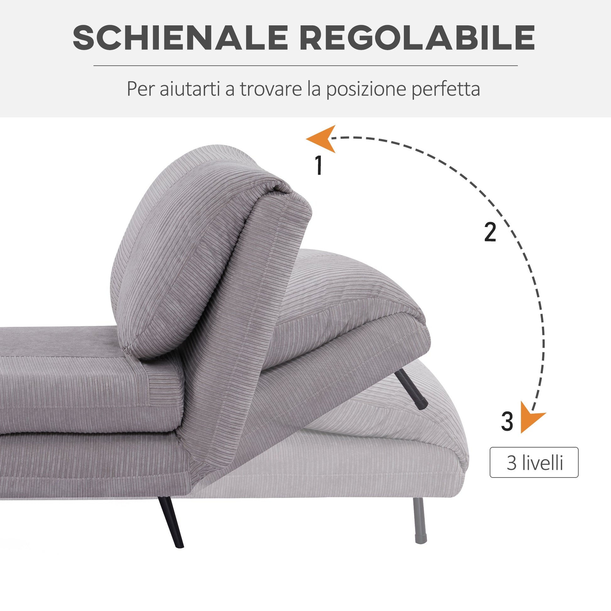 SLEEPER CHAIR | Padded 2 in 1 Single Sofa/Bed adjustable on 3 levels - Borgè