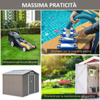 Garden Shed with Double Sliding Doors Steel Sheet, Steel Garden Shed, 277x195x192cm, Grey - Borge' Group Limited
