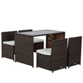 5-Piece Rattan Garden Furniture Set, Dining Table, and 4 Chairs with Cushions - Borge' Group Limited