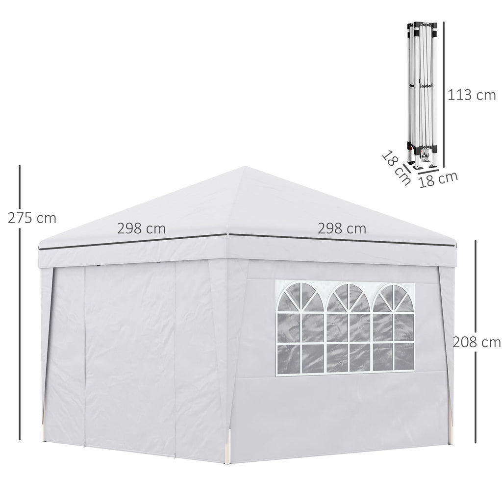 SOFI | 3x3m Folding Gazebo with Adjustable Height, with Pop Up Design and Windows, White - Borge' Group Limited