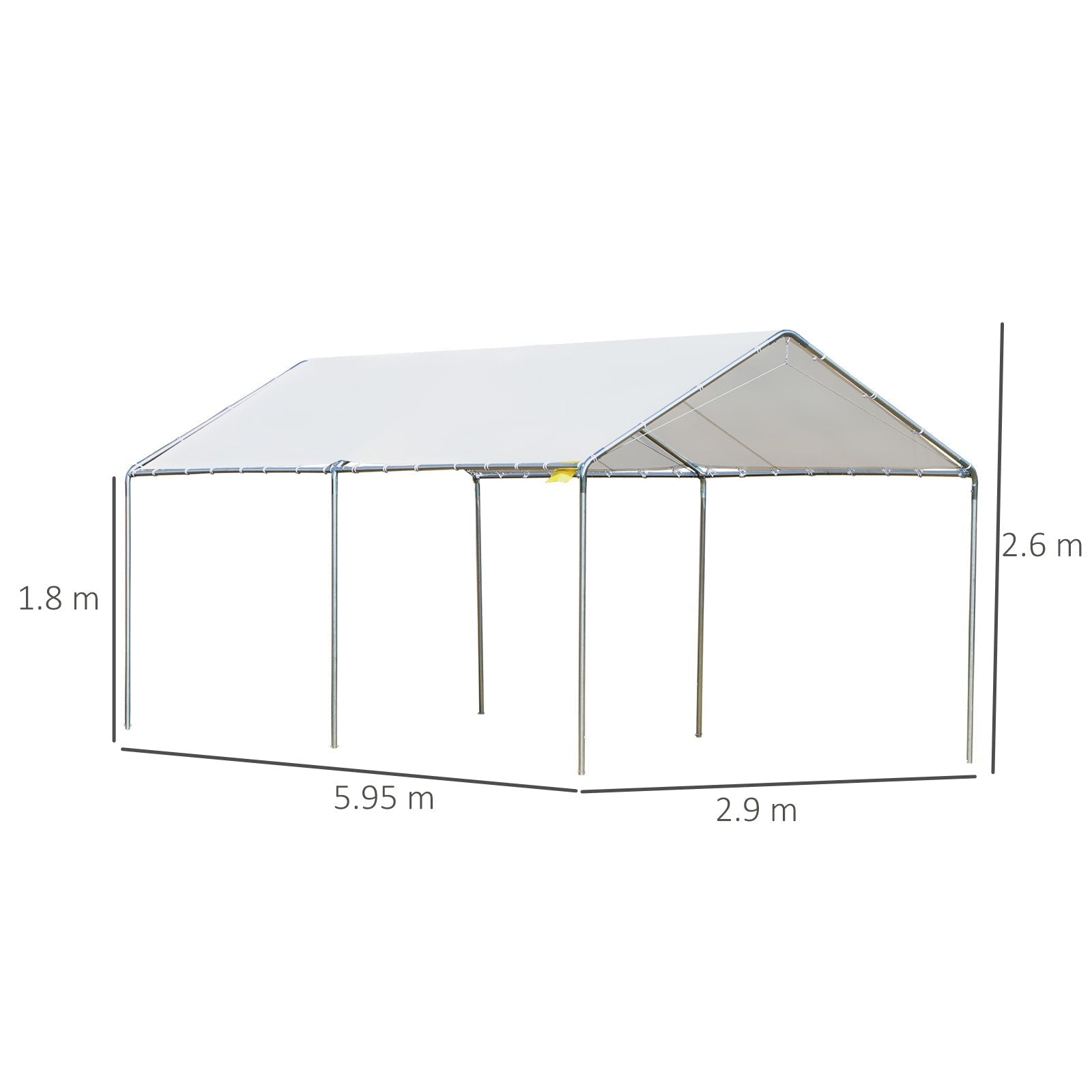 Outsunny cars for galvanized steel cars with anchor kit, 5.95x2.94x2.6m - White - Borgè