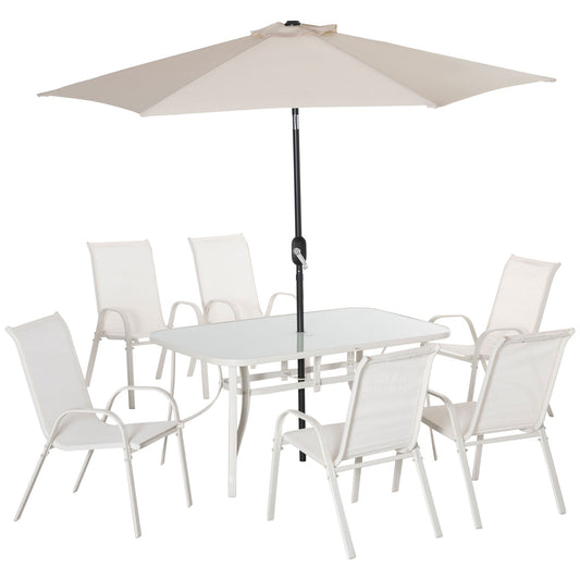 BARI | 8Pcs Garden Table, Chairs and Umbrella - Borgè