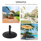 Round Umbrella Base Ø48x34 cm in 13kg Plastic for Ø35/38/48 mm Poles, Black - Borge' Group Limited