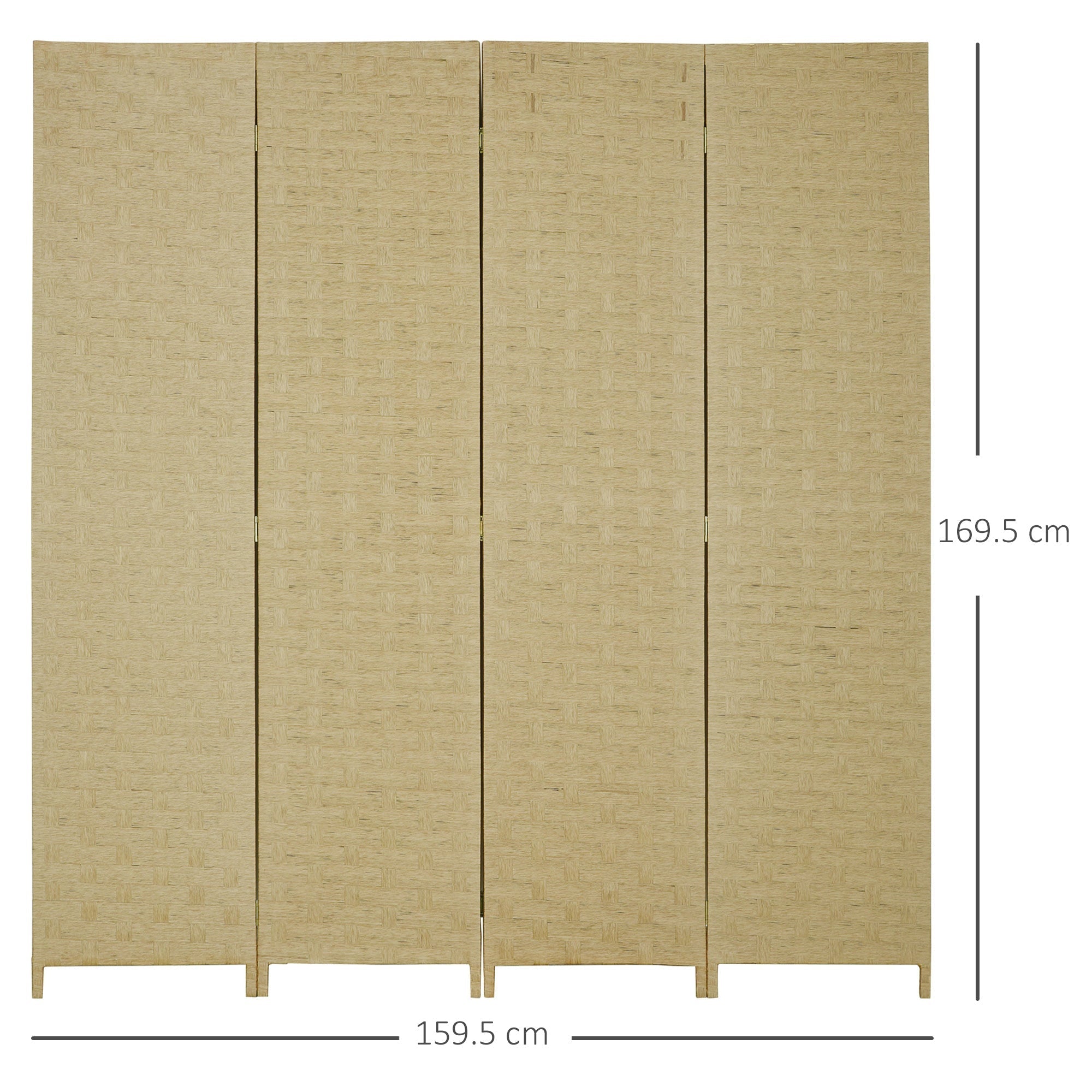 Indoor 4-Panel Wooden Folding Space-Saving Indoor Screen, Height 170cm, Brown - Borgè